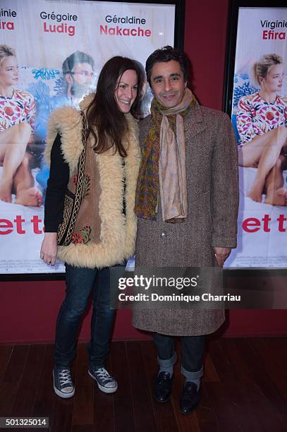 Ariel Wizman and his wife Osnath Assayag attend the "Et Ta Soeur" Paris Premiere at Publicis Champs Elysees on December 14, 2015 in Paris, France.