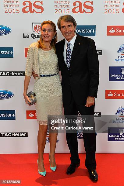 Lobo Carrasco and wife attends the 2015 "AS Del Deporte" Awards at The Westin Palace Hotel on December 14, 2015 in Madrid, Spain.