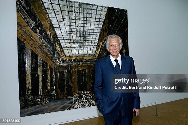 Politician Dominique de Villepin attends the Anselm Kiefer's Exhibition : Press Preview, held at Centre Pompidou on December 14, 2015 in Paris,...