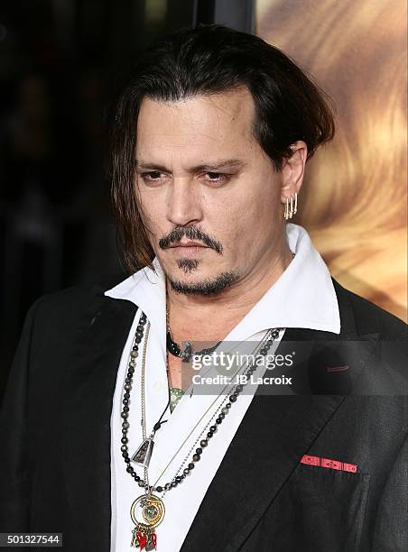 Johnny Depp attends the premiere of Focus Features' 'The Danish Girl' at Westwood Village Theatre on November 21, 2015 in Westwood, California.