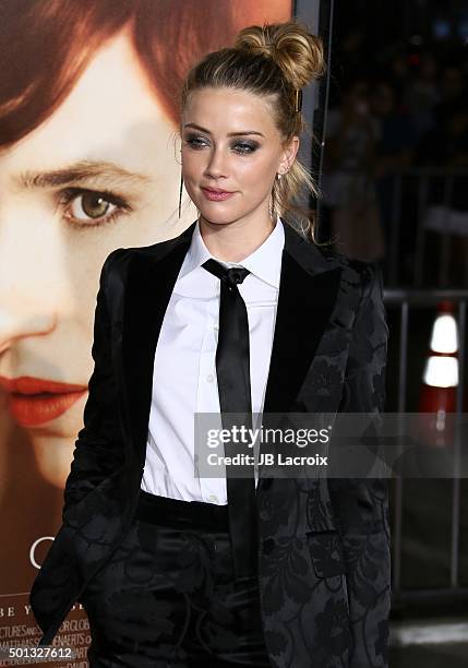 Amber Heard attends the premiere of Focus Features' 'The Danish Girl' at Westwood Village Theatre on November 21, 2015 in Westwood, California.