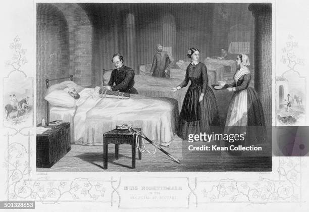 English social reformer and the founder of modern nursing Florence Nightingale in the hospital at Scutari during the Crimean War, Scutari , Turkey,...