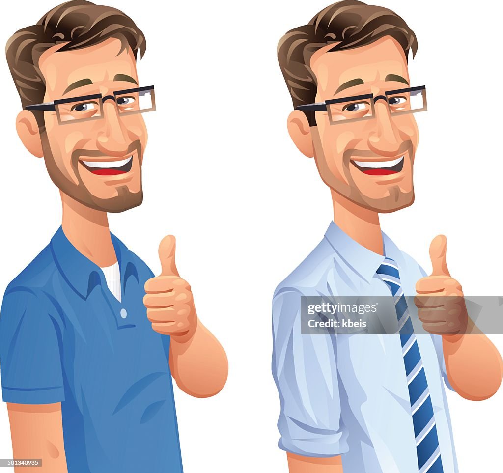 Man With Beard Gesturing Thumbs Up