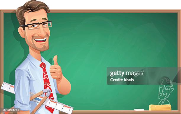 teacher in front of blackboard - explaining stock illustrations