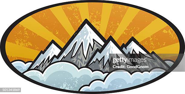 mountains emblem - mountain clouds stock illustrations