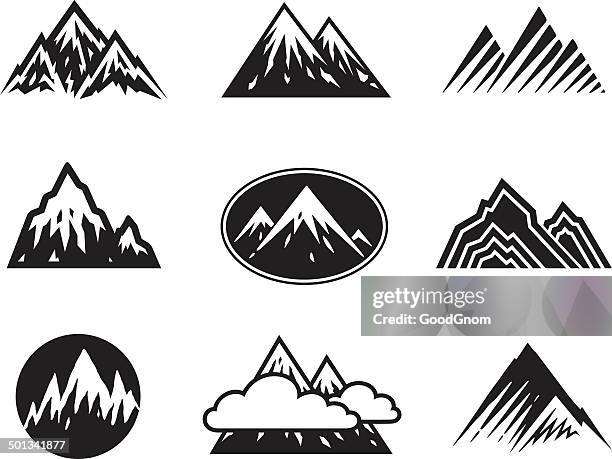 mountains icons - mountain range stock illustrations