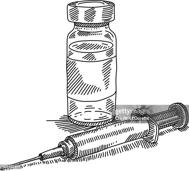 vial and syringe drawing - vial stock illustrations