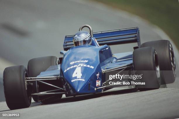 Brian Henton of Great Britain drives the Team Tyrrell Tyrrell 011 Ford Cosworth DFV V8 during the John Player British Grand Prix on 18th July 1982 at...