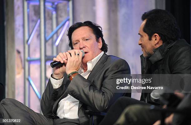 Actors Michael Madsen and Demian Bichir attend AOL BUILD Series: Kurt Russell, Walton Goggins, Tim Roth, And Demian Bichir "The Hateful Eight" at AOL...