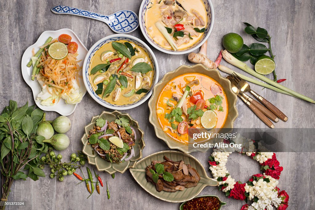 Assorted Thai food