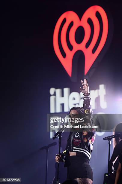 Demi Lovato performs onstage during Hot 99.5's Jingle Ball 2015 presented by Capital One at Verizon Center on December 14, 2015 in Washington, D.C.