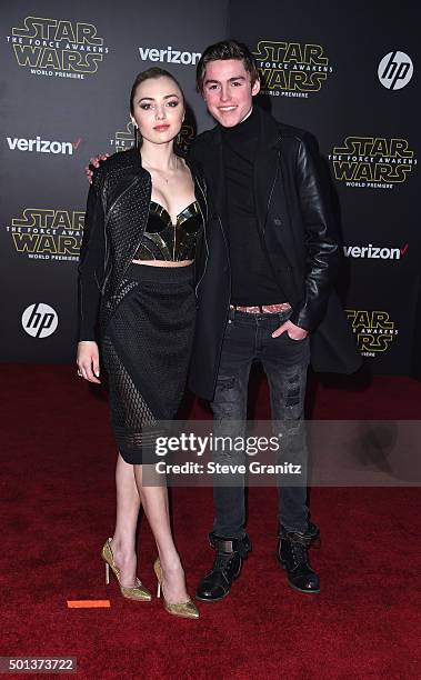 Actors Peyton List and Spencer List arrive at the premiere of Walt Disney Pictures' and Lucasfilm's "Star Wars: The Force Awakens" at the Dolby...