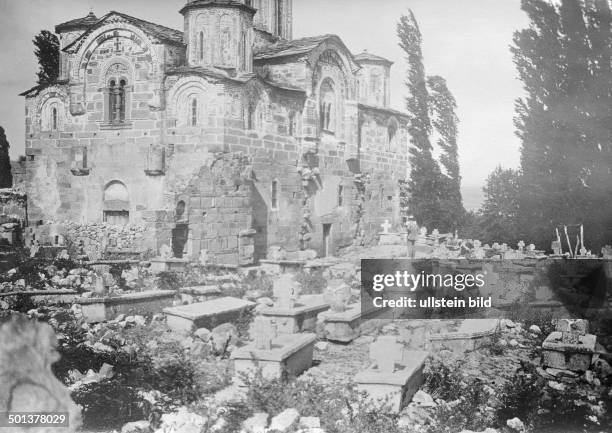 Showing the abbey 'Saint Dimitrie', near Skopje - undated, probably around 1910 - Photographer: Haeckel