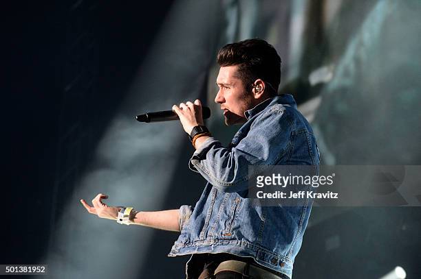 Musician Dan Smith of Bastille performs onstage during 106.7 KROQ Almost Acoustic Christmas 2015 at The Forum on December 12, 2015 in Inglewood,...