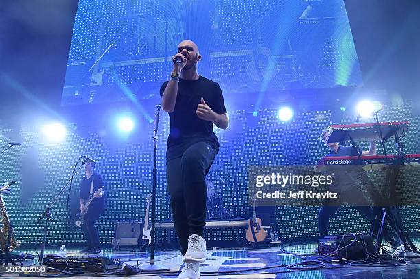 Musician Sam Harris of X Ambassadors performs onstage during 106.7 KROQ Almost Acoustic Christmas 2015 at The Forum on December 12, 2015 in...