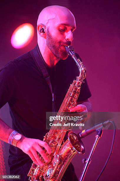 Musician Sam Harris of X Ambassadors performs onstage during 106.7 KROQ Almost Acoustic Christmas 2015 at The Forum on December 12, 2015 in...