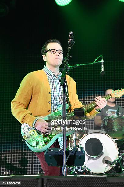 Musician Rivers Cuomo of Weezer performs onstage during 106.7 KROQ Almost Acoustic Christmas 2015 at The Forum on December 12, 2015 in Inglewood,...