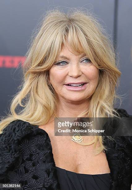 Actress Goldie Hawn attends the The New York Premiere Of "The Hateful Eight" on December 14, 2015 in New York City.