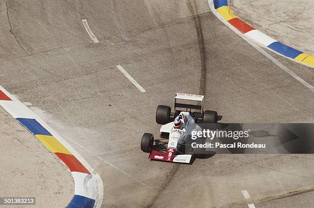 Martin Donnelly of Ireland drives the USF&G Arrows Grand Prix International Arrows A11 Ford V8 during practice for the French Grand Prix on 8th July...