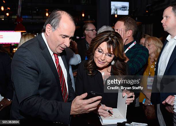 Political consultant and strategist Davids Axelrod and former Alaska Gov. Sarah Palin CNN Politics On Tap at Double Barrel Roadhouse at the Monte...