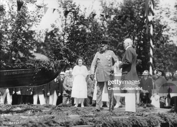 Paul von Hindenburg German field marshal and statesman 2nd President of Gemany 1925-34 Hindenburg on a visit in East Prussia: christening the boat of...