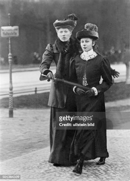 Viktoria Luise of Prussia Only daughter of German Emperor Wilhelm II Princess Viktoria Luise on a walk with her governess Elisabeth von Saldern who...