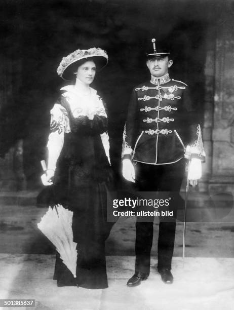 Charles I of Austria Emperor of Austria, King of Hungary 1916-18 with his consort Zita of Bourbon-Parma - um 1912
