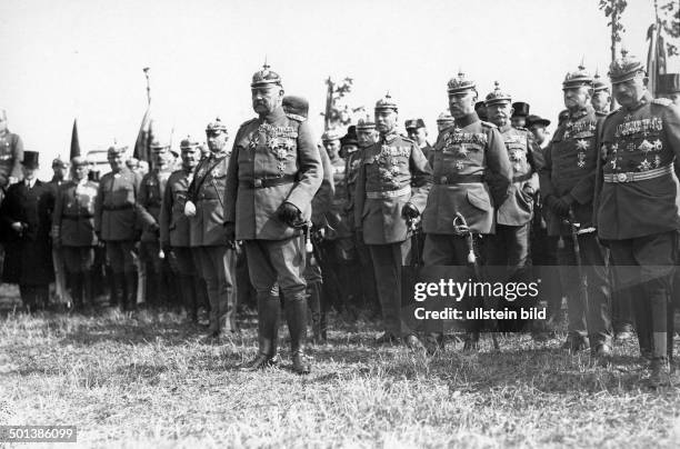 Paul von Hindenburg German field marshal and statesman 2nd President of Gemany 1925-34 Commemoration of the Battle of Tannenberg , officers of the...