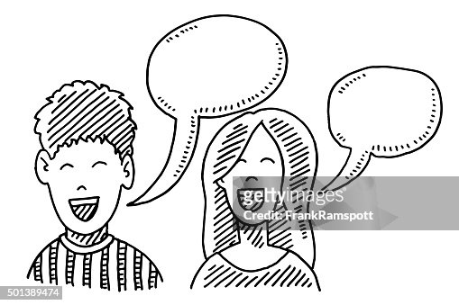 Teenager Boy And Girl Speech Bubble Drawing High-Res Vector Graphic - Getty  Images