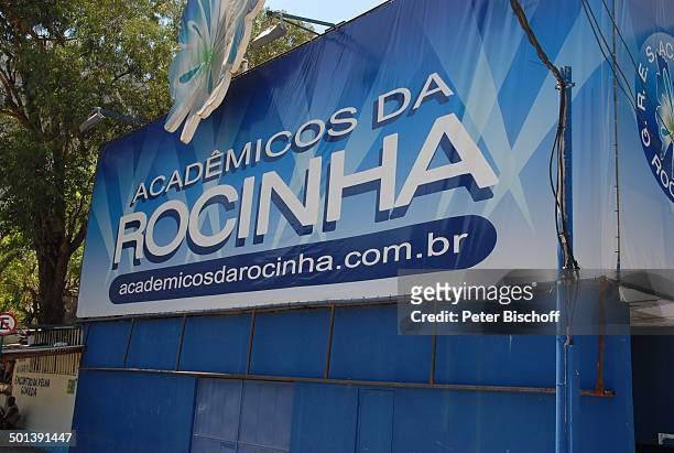 Wand-Gemälde, öffentliches Gebäude "Akademie von Rocinha" , Tour durch die Favelas, Favela da Rocinha, Rio de Janeiro, Brasilien, Südamerika,...