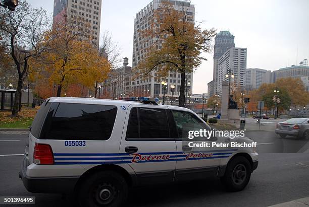 Polizei-Auto, Innenstadt, Detroit, Bundesstaat Michigan, USA, Amerika, Häuser, Gebäude, Reise, BB, DIG; P.-Nr.: 1985/2007, ;