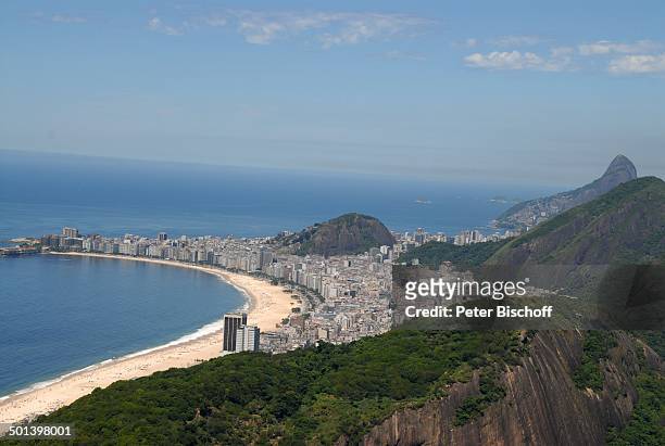 Blick von der "Zuckerhut" Berg-Station auf Copacabana-Strand und Skyline, Rio de Janeiro, Brasilien, Südamerika, Meer, Küste, Panorama-Blick, Reise,...