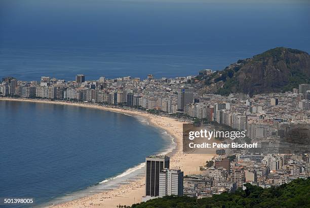 Blick von der "Zuckerhut" Berg-Station auf Copacabana-Strand und Skyline, Rio de Janeiro, Brasilien, Südamerika, Meer, Küste, Panorama-Blick, Reise,...