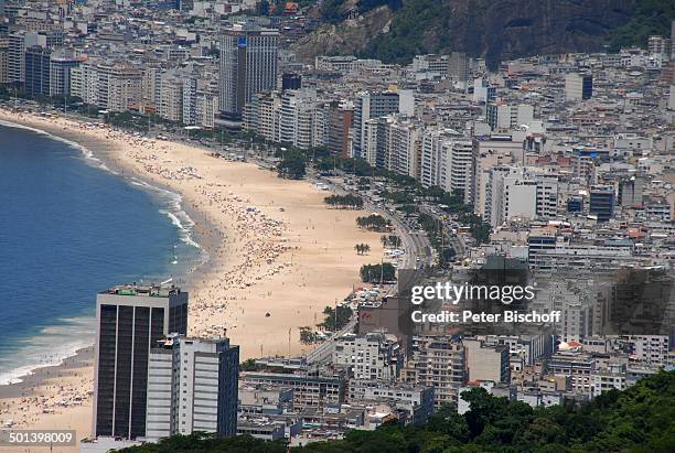 Blick von der "Zuckerhut" Berg-Station auf Copacabana-Strand und Skyline, Rio de Janeiro, Brasilien, Südamerika, Meer, Küste, Panorama-Blick, Reise,...