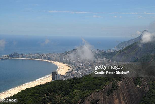 Blick von der "Zuckerhut" Berg-Station auf Copacabana-Strand und Skyline, Rio de Janeiro, Brasilien, Südamerika, Meer, Küste, Panorama-Blick, Reise,...