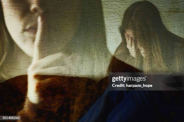double exposure of a woman on a bed - double facepalm stock pictures, royalty-free photos & images