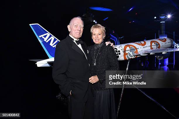 Actor Max von Sydow and producer Catherine Brelet attend the World Premiere of Star Wars: The Force Awakens at the Dolby, El Capitan, and TCL...