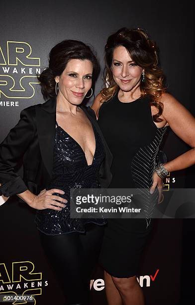 Actresses Tricia Leigh Fisher and Jolie Fisher attend the World Premiere of "Star Wars: The Force Awakens" at the Dolby, El Capitan, and TCL Theatres...