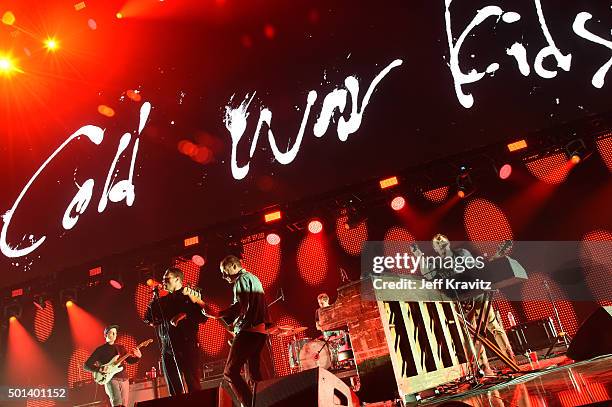 Musicians Matt Maust and Nathan Willett of Cold War Kids performs onstage during 106.7 KROQ Almost Acoustic Christmas 2015 at The Forum on December...