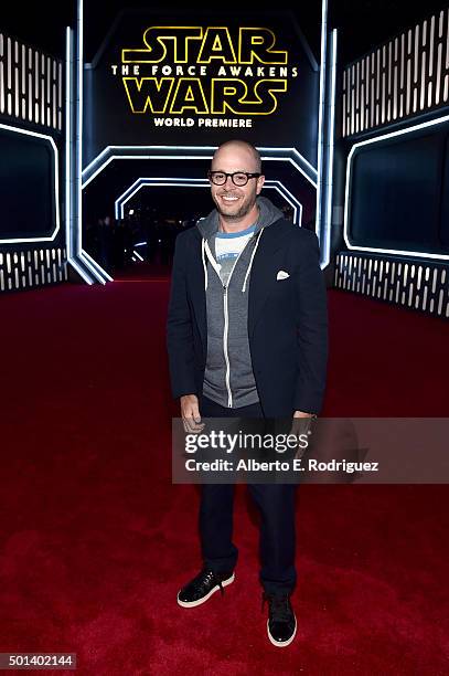 Producer Damon Lindelof attends the World Premiere of Star Wars: The Force Awakens at the Dolby, El Capitan, and TCL Theatres on December 14, 2015...