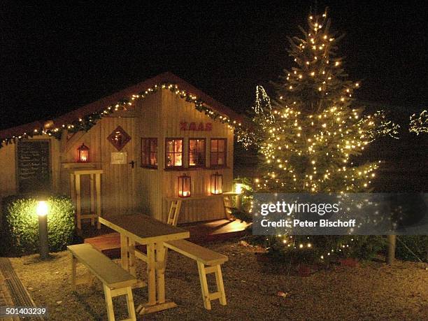 Glühwein-Hütte vor Hotel Village, Bergstraße, Worpswede , Teufelsmoor, Niedersachsen, Deutschland, Europa, Künstlerdorf, Künstlerkolonie,...