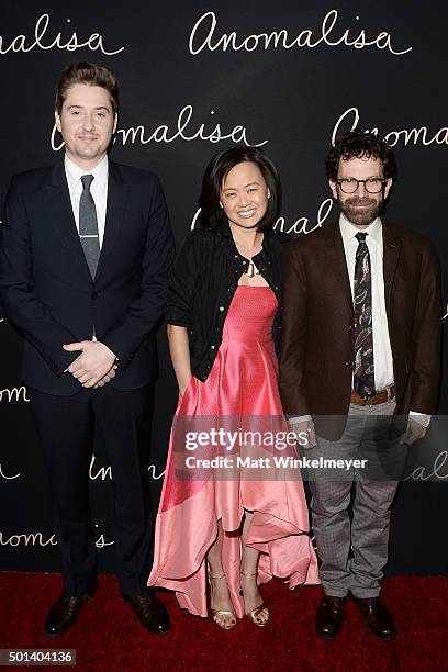 Director/producer Duke Johnson, producer Rosa Tran, and director/writer/producer Charlie Kaufman arrive at the special screening of Paramount...