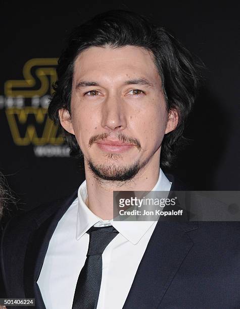 Actor Adam Driver arrives at the Los Angeles Premiere "Star Wars: The Force Awakens" on December 14, 2015 in Hollywood, California.