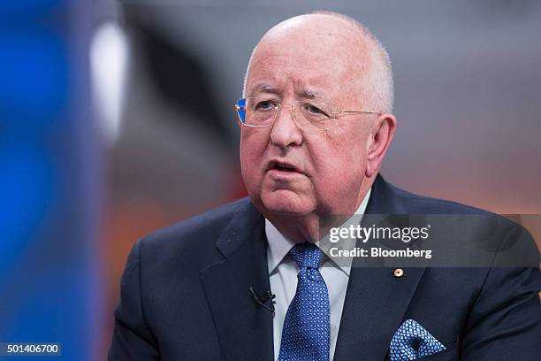 Samuel "Sam" Walsh, chief executive officer of Rio Tinto Plc, speaks during a Bloomberg Television interview in London, U.K., on Monday, Dec. 14,...