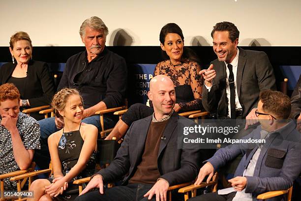 Actors Dianne Wiest, Niall Cunningham, James Brolin, Holly J. Barrett, Angelique Cabral, creator Justin Adler, actor Thomas Sadoski, and director...