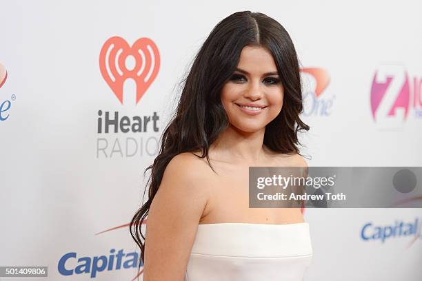 Selena Gomez attends Z100's iHeartRadio Jingle Ball 2015 arrivals at Madison Square Garden on December 11, 2015 in New York City.