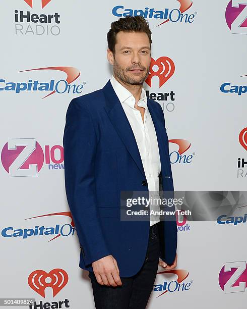 Ryan Seacrest attends Z100's iHeartRadio Jingle Ball 2015 arrivals at Madison Square Garden on December 11, 2015 in New York City.