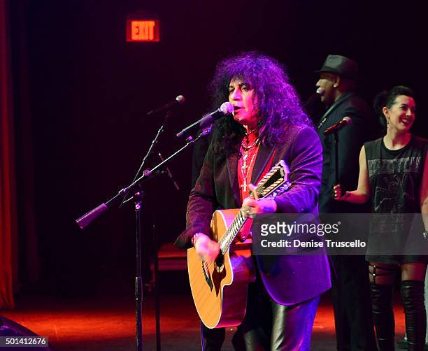 Paul Shortino performs at Mondays Dark two year anniversary at the Joint at the Hard Rock Hotel and Casino on December 14, 2015 in Las Vegas, Nevada.