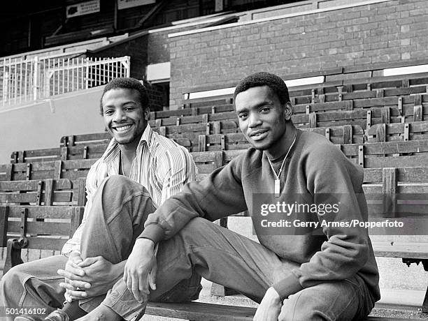 West Bromwich Albion striker Cyrille Regis with Laurie Cunningham at the Hawthorns in West Bromwich, 12th September 1977.