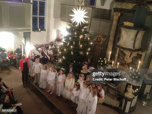 Krippenspiel bei Kinder-Weihnachtsmesse, Zionskirche, Worpswede , Teufelsmoor, Niedersachsen, Deutschland, Europa, Künstlerdorf, Künstlerkolonie,...